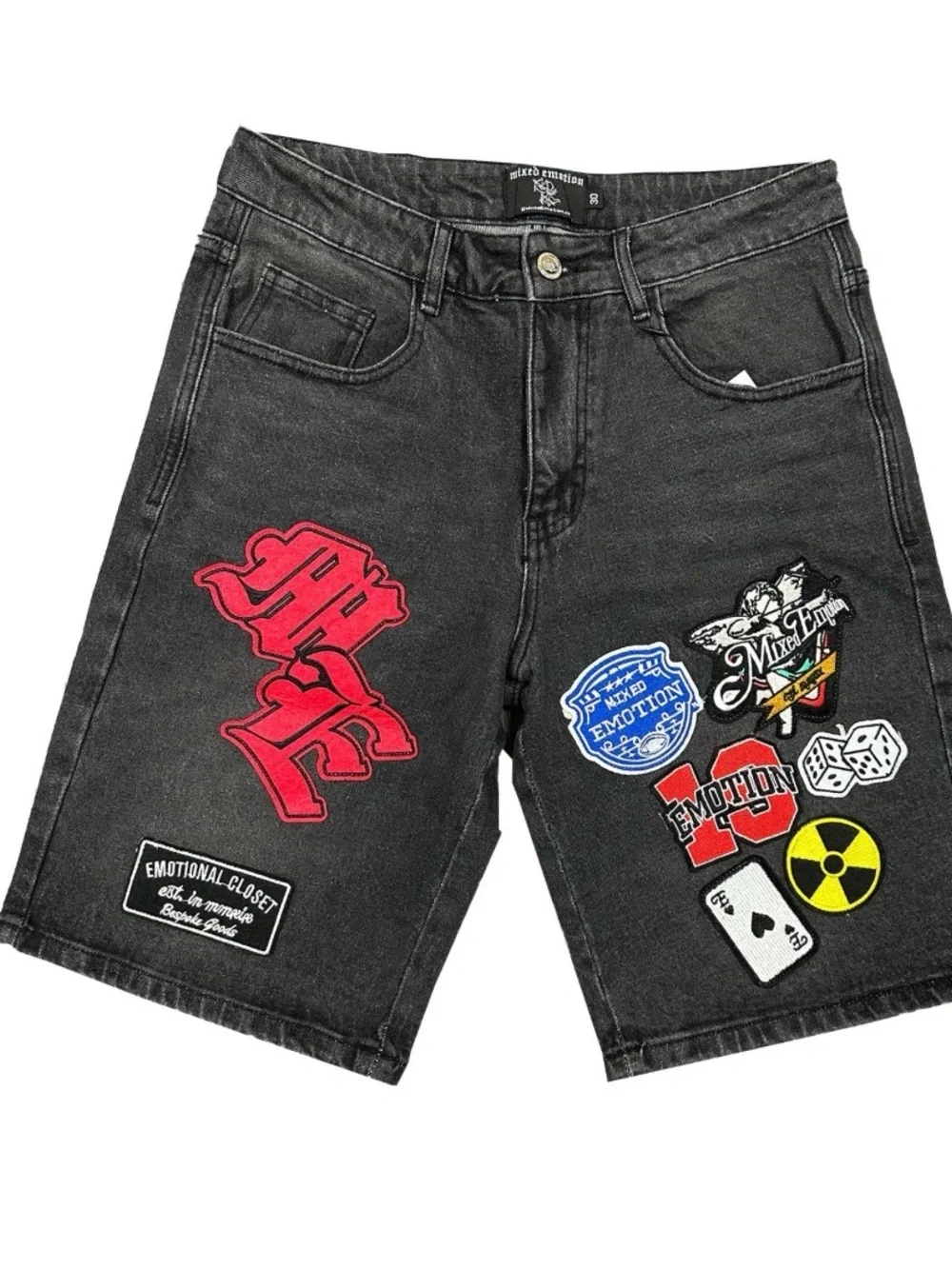 Mixed emotion Black Patchwork Graphic Men’s Shorts